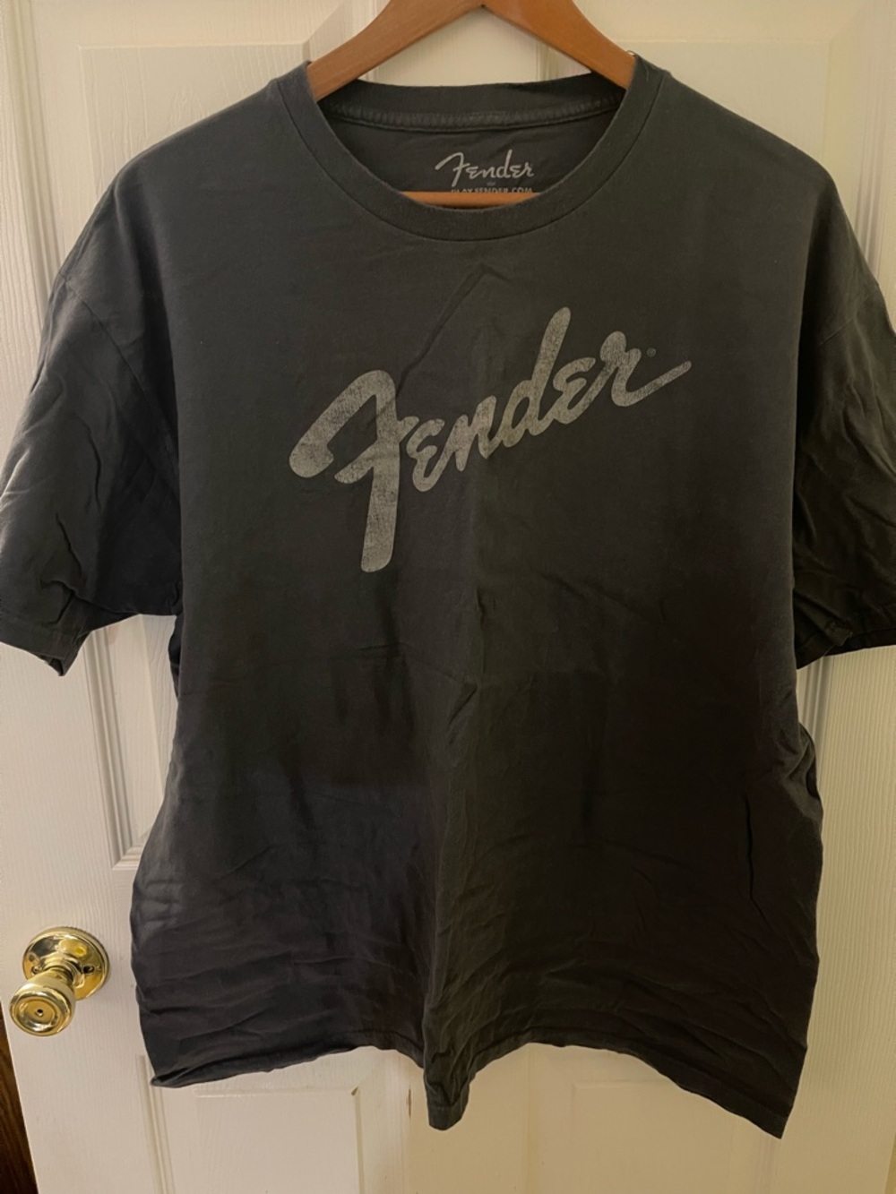 Fender Black Crewneck T-Shirt with Metallic Logo